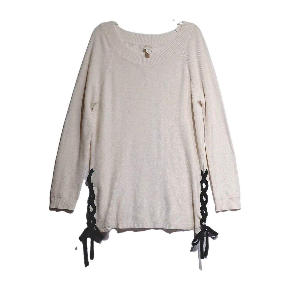 Chico's Women's Ivory Tunic Sweater Size 3 USA Size Xl